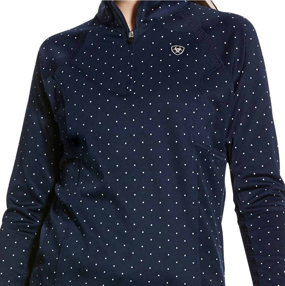 Ariat Girls Sunstopper 2.0 1/4 Zip Base Layer Top 10030444 - Navy Dot